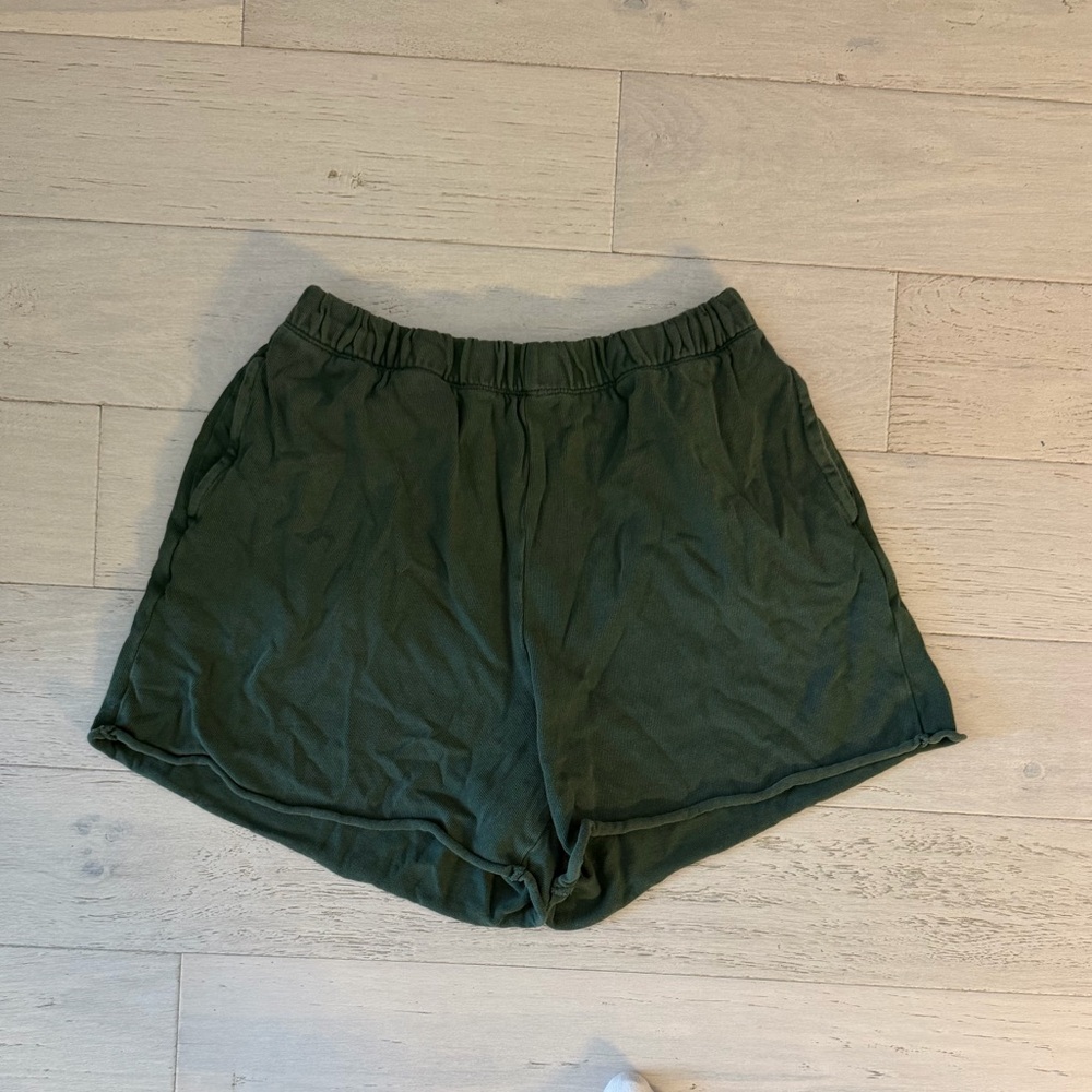 aerie Dark Olive Athletic Shorts with Elastic Waist